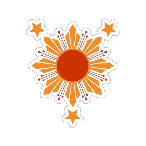 Filipino Symbols, Philippine Sun Tattoo Design, Filipino Sun And Flower Tattoo, Philippine Sun Tattoo, Philippines Sun Tattoo, Filipino Star, Philippine Sun And Stars, Festival Stickers, Philippine Sun