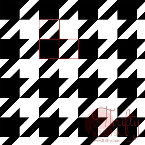 How to paint a houndstooth pattern on anything using painters tape Houndstooth Fabric, White Canvas Art, Minimalist Pattern, Modern Cottage, Black And White Canvas, Organic Cotton Knit Fabric, Custom Printed Fabric, Houndstooth Pattern, Wallpaper Wall