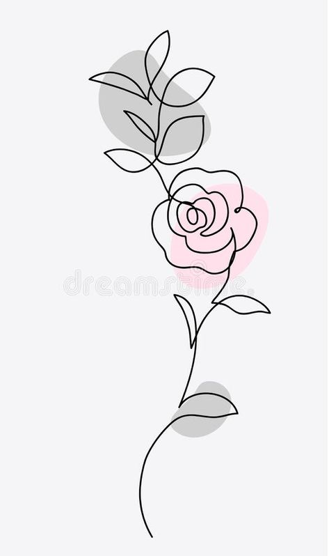 Rose Doodle, Rose Drawing Simple, Rose With Leaves, Vine Drawing, Dibujo Simple, Basic Watercolor, Drawings For Boyfriend, Line Art Images, Ornament Drawing