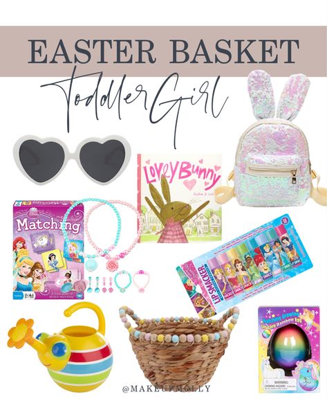 Toddler Girl Easter Basket Ideas, Toddler Girl Easter Basket, Easter Toddler, Girls Easter Basket, Easter Baskets For Toddlers, Toddler Girl Gifts, Sequin Backpack, Toddler Easter, Lip Smackers