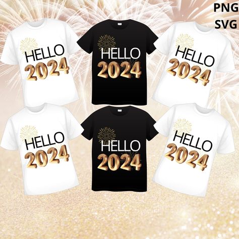 Hello 2024, New Year Outfit, Black Png, New Year Shirt, White Png, Happy New Year 2024, New Years Shirts, New Year Png, New Years Outfit