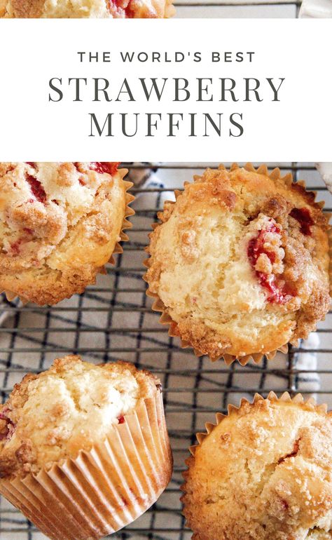 Strawberry Muffin, French Crepe Recipe, Fluffy Muffins, Strawberry Muffin Recipes, Strawberry Muffins, Muffin Bread, Homemade Muffins, Strawberry Yogurt, Crepe Recipes