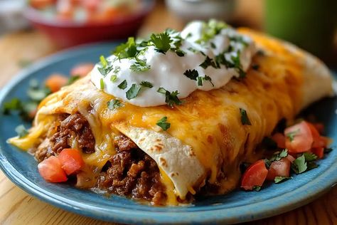 Cheese Chimichanga Recipe, Beef And Cheese Chimichangas, Beef Chimichanga, Chimichanga Beef, Beef Chimichangas, White Cheese Sauce, Chimichanga Recipe, White Cheese, Shredded Beef