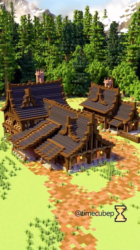 Minecraft Valley Build, Minecraft Ranch, Minecraft Hus, Minecraft Barn, Japanese Animals, Minecraft Inspiration, Japan Architecture, Minecraft House Designs, Minecraft House