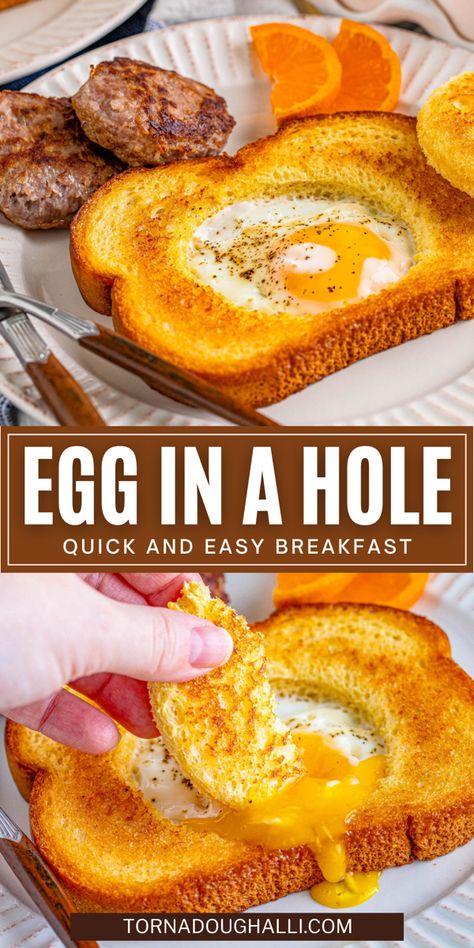 egg in a hole Fried Egg Recipes, Egg In A Hole, Breakfast Recipes Easy Quick, Easy Egg Recipes, Tasty Breakfast, Egg Recipes For Breakfast, Delicious Breakfast Recipes, Boiled Egg, Quick And Easy Breakfast