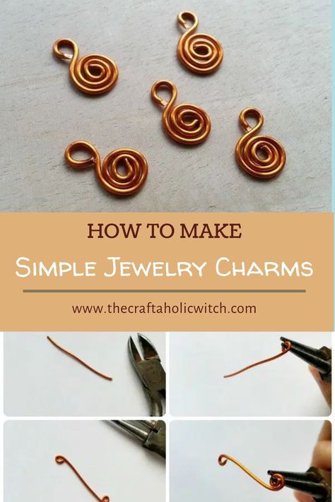 DIY Swirly Charms Wire Pendant Diy Simple, Wire Charms Tutorial, Diy Wire Charms, How To Make Charms, Paperclip Art, Bead Anklets, Wire Charms, Easy Jewelry Making Ideas, Making Jewelry For Beginners