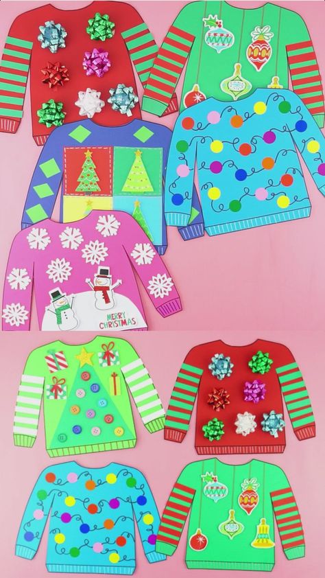 Ugly Christmas Sweater Craft Idea Christmas craft ideas #christmascraftideas Christmas craft idea #christmascraftidea #christmas #craft #idea merry christmas #merrychristmas 8.413 Ugly Christmas Sweater Ideas For Kids, Ugly Sweater Craft For Kids, Christmas Hat Decorations Craft Ideas, Ugly Christmas Sweater Craft, Christmas Sweater Craft, Handmade Christmas Gifts Diy, Free Christmas Crafts, Classroom Christmas Party, Baby Christmas Crafts