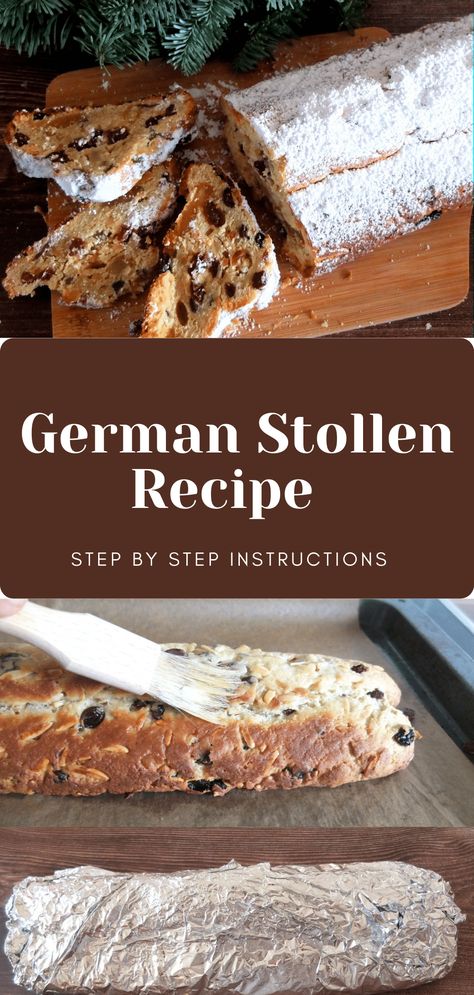 Dresden Stollen Recipe, Marzipan Stollen Recipe, Easy Stollen Recipe, Christmas Stollen Recipe, Stollen Cake, Stollen Bread, Stolen Recipe, Polish Baking, German Stollen