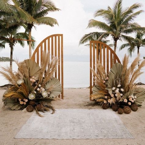 Beach Wedding Ceremony Arch, Intimate Beach Wedding, Beach Wedding Arch, Oceanfront Wedding, Wedding Alters, Old Hollywood Wedding, Dream Beach Wedding, Beach Wedding Colors, Tulum Wedding