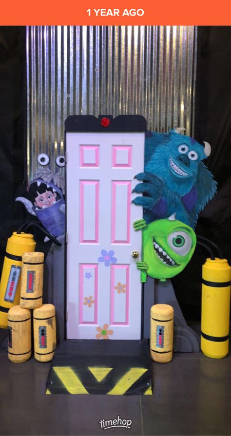 Boo Door Monsters Inc Diy, Monster Ink Halloween Decorations, Monsters Ink Door Decoration, Monsters Inc Photo Booth, Monsters Inc School Hallway, Monster Inc Hallway Decorations, Monsters Inc Halloween Door, Monsters Inc Table Decorations, Monster Inc Door Decorations Classroom