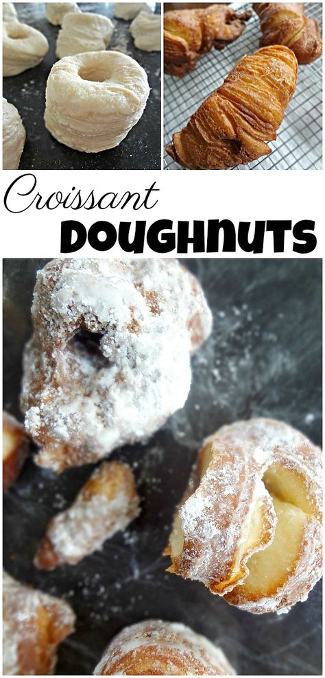 Croissant Doughnuts-a homemade recipe that's a copycat of the cronut (a croissant/doughnut hybrid) for an indulgent breakfast treat! Croissant Doughnut Recipe, Croughnuts Recipe, Cronut Recipe From Scratch, Cronuts Recipe Easy Crescent Rolls, Croissant Donut Recipe, Croissant Doughnut, Cronut Recipe, Best Donut Recipe, Avocado Salads