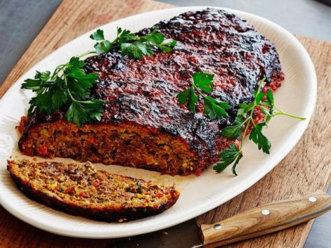 Bobby Flay Meatloaf Recipe, Bobby Flay Meatloaf, Balsamic Meatloaf, Balsamic Glaze Recipe, Glazed Meatloaf, Balsamic Glaze Recipes, Comfort Recipes, Good Meatloaf Recipe, Vegetable Meatloaf