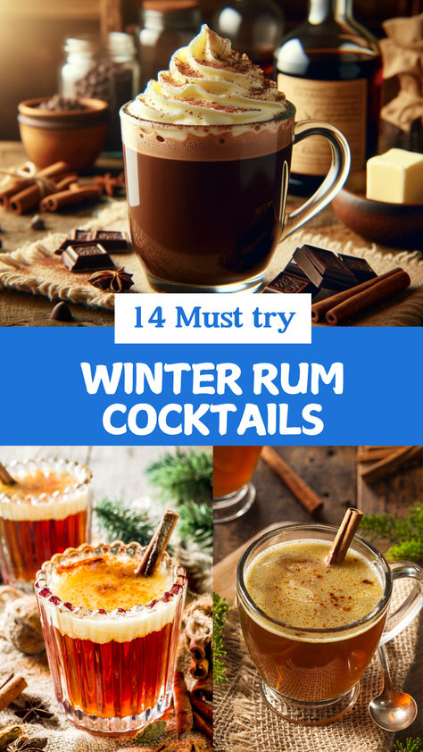 Rum Cocktails for Winter Chai Rum Cocktail, Warm Alcoholic Drinks Winter, Winter Rum Cocktails, Christmas Cocktails With Rum, Rum Based Cocktails, Cocktails For Winter, Winter Drinks Alcoholic, Easy Winter Cocktails, Dark Rum Cocktails