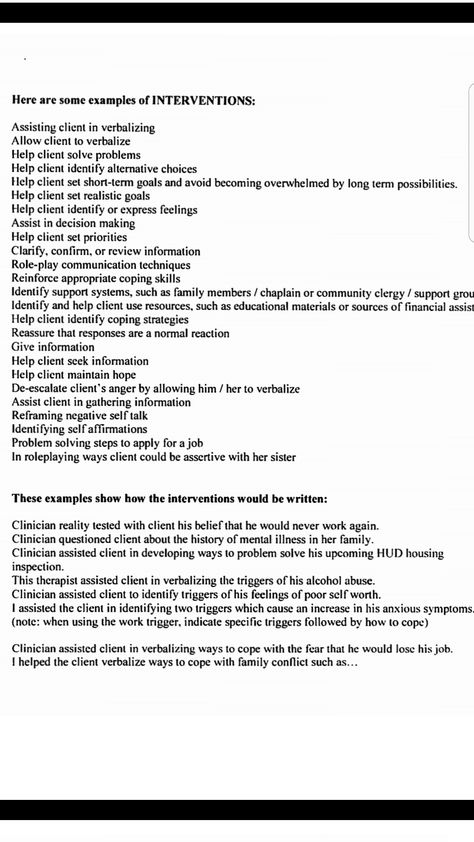 Clinical Social Work Documentation, Therapy Interventions For Progress Notes, Common Intervention Terminology, Counseling Progress Notes, Therapy Notes Counseling, Initial Therapy Session Intake, Clinical Social Work Interventions, Birp Notes Examples, School Social Work Documentation