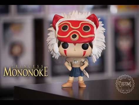 bottlecapcustoms - San from Hayao Miyazaki’s Princess Mononoke. San Princess Mononoke, Princess Mononoke Merch, Princess Mononoke Mask, Medicine Vendor Mononoke, Princess Mononoke Terrarium, 30 Day Drawing Challenge, Ghibli Studio, Custom Funko Pop, Funko Figures