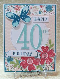 Diy 40th Birthday Cards For Women, 40th Birthday Cards For Women, Diy 40th Birthday Card, 65th Birthday Cards, 40th Birthday For Women, Watercolor Wings, Birthday Cards Images, 40th Birthday Card, Simple Birthday Cards