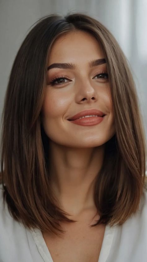 **Say Goodbye to Boring: 15 Mid-Length Bob Haircuts That Dazzle** - Inspire Inlet Medium To Long Length Haircut Straight, Long Bob Straight Hair Shoulder Length, Chic Shoulder Length Hair, Haircut Mid Length Layered, Savannah Guthrie Hair, Long Straight Bob Hairstyles, Collar Bone Bob Haircuts, Old Money Shoulder Length Hair, Think Hair Haircuts