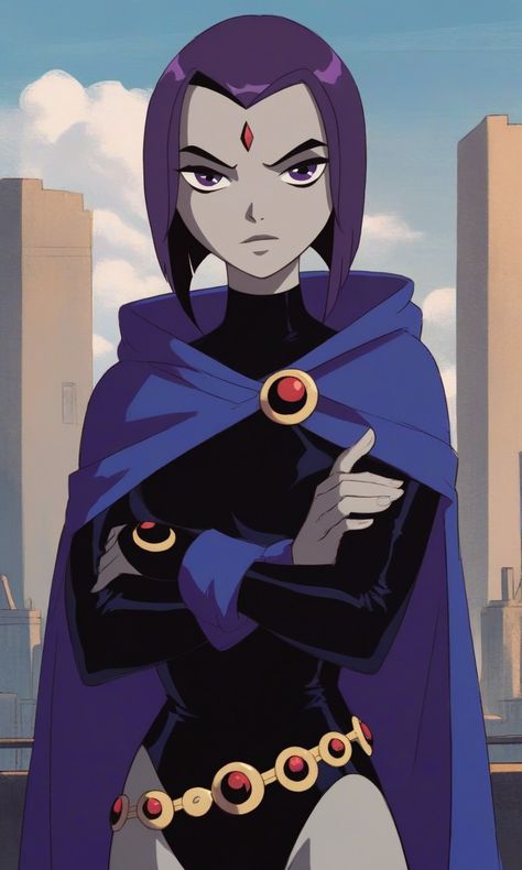 Raven Dc Costume, Raven Dc Icons, Hear Me Out Female, Dc Female Villains, Dc Characters Female, Raven Teen Titan Icon, Raven Dc Aesthetic, Hear Me Out Characters Female, Raven Titans Go