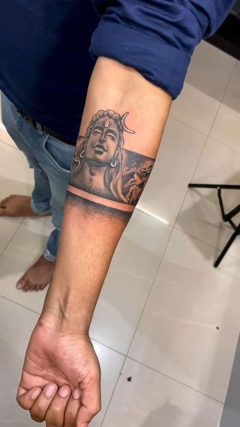 Half Sleeve Shiva Tattoos For Men, Spiritual Bicep Tattoo, Lord Shiva Tattoos For Men, Shiva Back Tattoo Men, Shiv Tandav Tattoo, Lord Shiva Arm Band Tattoo, Shiva Tandav Tattoo, Lord Shiva Band Tattoo, Shiv Band Tattoo