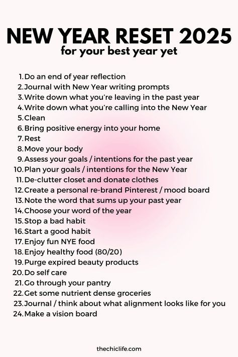 Getting Ready For The New Year, Things To Do Before The End Of The Year, How To Start New Year, New Year Changes, New Years Goals Ideas, New Year Tips, New Year Things, New Year Reset, Reset Ideas