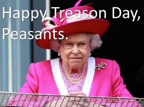 Happy Treason Day, Peasants. Linda Thompson, Independance Day, Funny 4th Of July, Happy Fourth Of July, Holiday Humor, Happy 4 Of July, Happy Independence Day, Grumpy Cat, British Royal Family