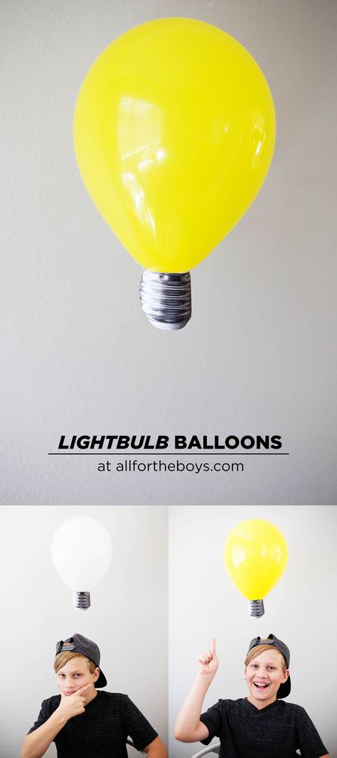 DIY Lightbulb Balloons fun for back to school photos or a party! #ad Diy Light Bulb, Light Bulb Art, Light Bulb Crafts, Back To School Pictures, Social Media Feed, School Picture, Boy Diy, Paper Light, Balloon Diy