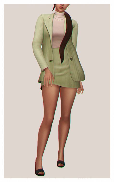 hueio : naomi. part two. suit | heels | necklace |... Suit Heels, Mods Ts4, Maxis Match Cc, Cc Folder, Sims 4 Mods Clothes, Sweet Peach, Sims 4 Game, The Sims4, Sims Mods