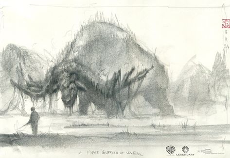 Kong Skull Island : 50 Original Sketches and Concept Art King Kong Skull Island, Kong Skull Island, Monster Artwork, Skull Island, Environment Art, Art Sites, Classic Monsters, Nature Drawing, Matte Painting