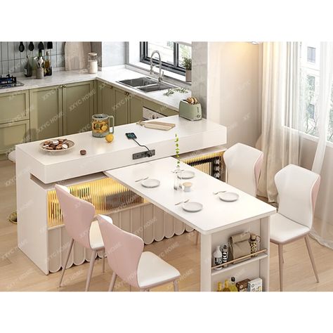 Kitchen Counter Table Combo, Rotating Kitchen Island, Rotating Dining Table, Dining Table Cabinet, Kitchen Partition, Counter Dining Table, Nyc Dream, Island Dining Table, Kitchen Island Dining Table