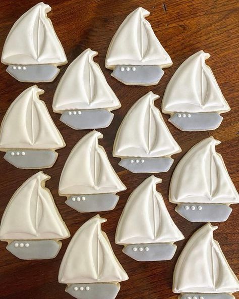 Sailboat Cookies Decorated, Sailing First Birthday, Sailboat Birthday Party, Sailing Birthday Party, Sailboat First Birthday Party, Sailing Cupcakes, Sailing Into One Birthday, Sailboat Baby Shower Theme, Sailing Birthday