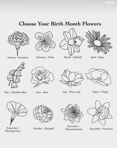 Faith Hope Love Tattoo, Drawing Borders, Birthday Month Flowers, Flower Tat, November Birth Flower, March Birth Flowers, May Birth Flowers, Sunny Vibes, Drawing Ideas List