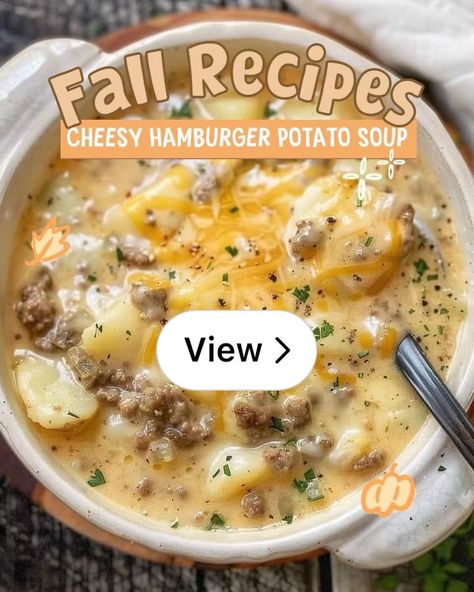 Lemon8 · Cheesy Hamburger Potato Soup 🧀🥔🍔 · @Karen Renee Cheeseburger Potato Soup, Cheesy Hamburger Potato Soup, Hamburger Potato Soup, Green Beans Soup, Hamburger And Potatoes, Soup For The Soul, Super Yummy, Looks Yummy, Bean Soup