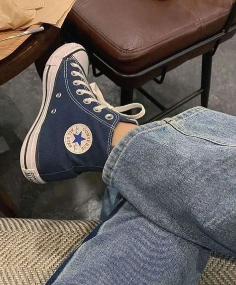 Dark Blue Aesthetic, Blue Converse, Blue Aesthetic, Denim Jean, Converse Shoes, Dark Blue, Converse, Instagram Profile, Blue