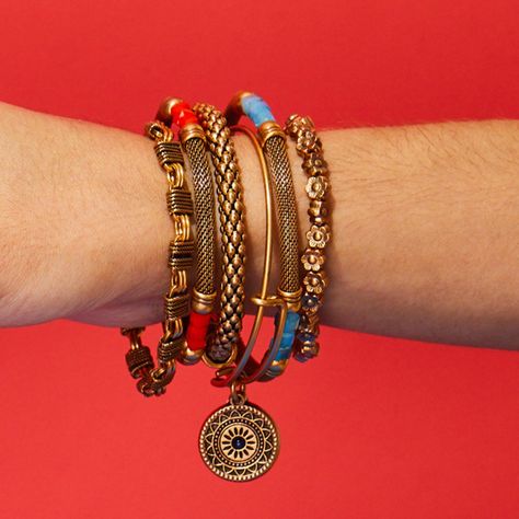 Bracelet Stack Ideas, Perfect Bracelet Stack, Bracelets Style, Mantra Bracelet, Stack Bracelets, Charm Bangles, Spring Color Palette, Spring Bracelet, Luminous Skin