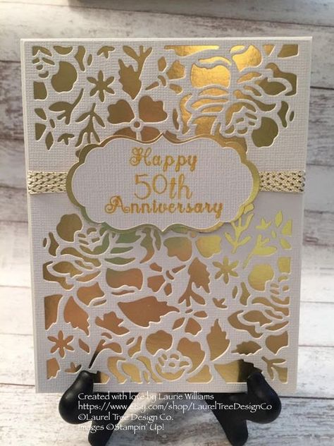 50th Anniversary Card, Handmade Anniversary Card, Golden Anniversary Cards, Anniversary Theme, 50th Anniversary Cards, 50 Anniversary, Happy 50th Anniversary, Anniversary Cards Handmade, Scrap Cards