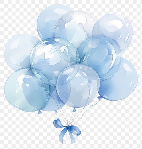 Ballon Wallpapers, Blue Balloon Aesthetic, Blue Balloons Background, Blue Transparent Png, Png Balloons, Blue Bow Png, Balloon Gender Reveal, Balloons Watercolor, Balloons Blue