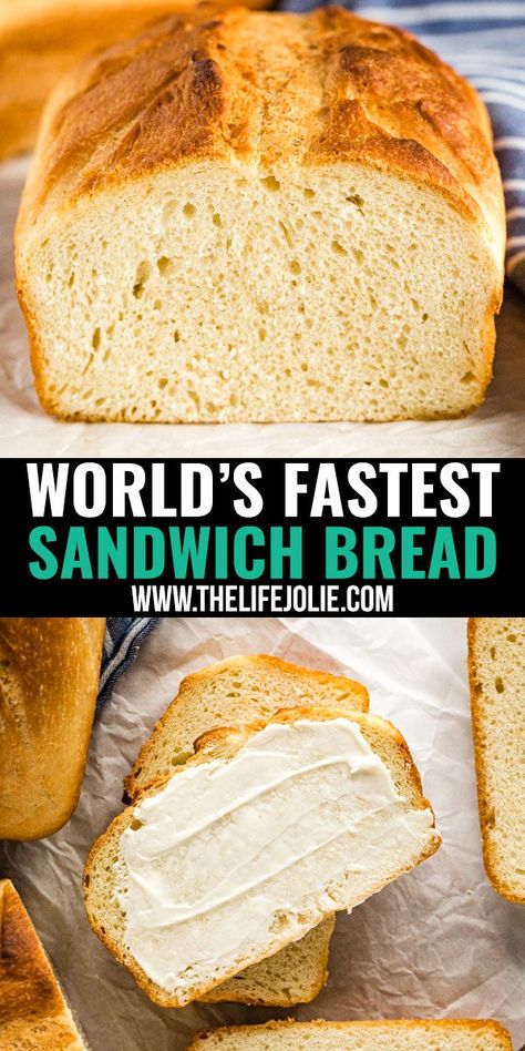 Quick Sandwich Bread, Easy Sandwich Bread Recipe, Soft Bread Recipe, Fast Bread, Easy Bread Recipe, Homemade Sandwich Bread, Bread Buns, Homemade Sandwich, Soft Bread