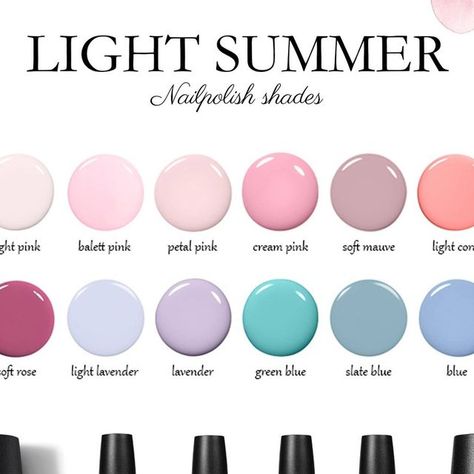 Light Summer Neutrals Color Palettes, Light Spring Nail Polish, Light Summer Color Analysis Outfits, Light Summer Color Palette Jewelry, Spring Color Palette Nails, Light Summer Colour Palette Outfits, Soft Summer Nails Colour, Light Summer Color Palette Nail Polish, True Summer Nails