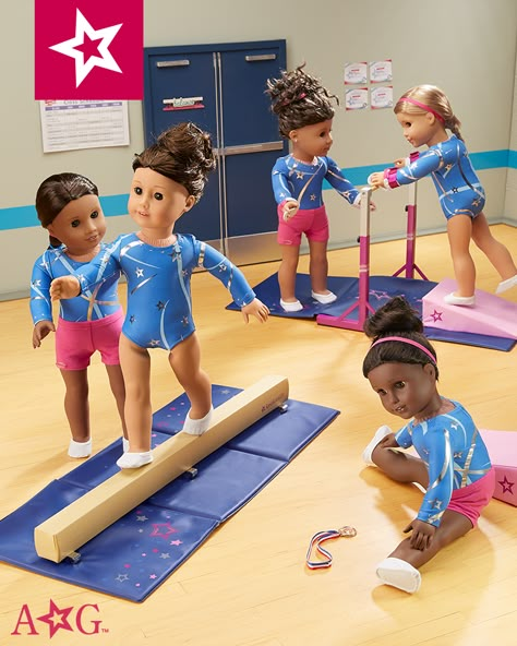 American Girl Doll Gymnastics, My Life Doll Accessories, Gymnastics Meet, American Girl House, American Girl Doll Room, Hockey Outfits, American Girl Doll Sets, American Girl Doll House, Girls Dollhouse