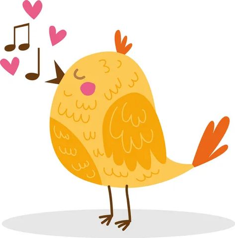 Objectbird001 Royalty Free Vector Image - VectorStock Sing Cartoon, Music Bird, Embroidery Birds, Bird Singing, Sheet Cake Designs, Bird Paintings, Nursery Paintings, Cute Cartoon Characters, Yellow Bird