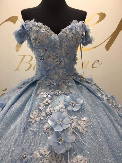 Quincera Dresses Blue, Butterfly Themed Quinceanera Dress, Quinceanera Cinderella Dresses, Bluequince Dresses, Light Blue Dresses Quinceanera, Light Blue Fluffy Dress, Qencenera Dress Light Blue, Quencinera Dresses Blue, Light Blue Xv Dresses