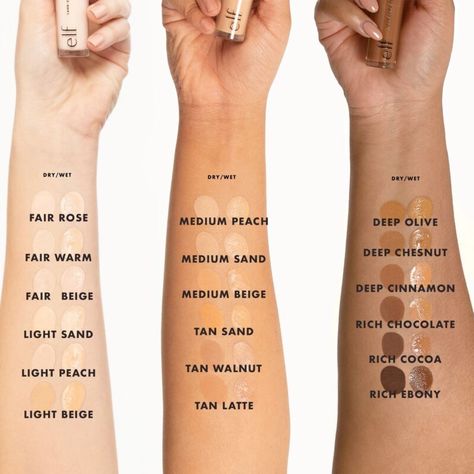 ELF 16Hr Camo Concealer Collection Info, Stockist + More Elf 16hr Camo Concealer, Elf Concealer, Drugstore Concealer, Foundation Swatches, E.l.f. Cosmetics, Shape Tape Concealer, Concealer Shades, Best Concealer, Elf Cosmetics