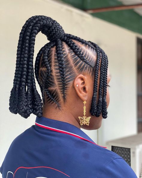 Instagram Cornrow Ponytail, Feed In Braids Hairstyles, Bantu Knots, Braids Hairstyles Pictures, Braided Cornrow Hairstyles, Quick Braided Hairstyles, Braided Ponytail Hairstyles, Short Braids, Pretty Braided Hairstyles