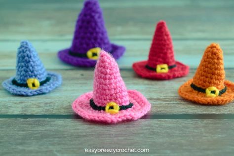 Discover an easy amigurumi witch hat pattern in this blog post, perfect for adding a magical twist to your crochet projects. Tiny Witch Hat Crochet Pattern, Tiny Witch Hat Crochet, Crochet Tiny Witch Hat Pattern Free, Mini Witch Hat Crochet Pattern, Amigurumi Witch Free Pattern, Crochet Mini Witch Hat Pattern Free, Mini Crochet Witch Hat, Crochet Mini Witch Hat, Mini Halloween Crochet Patterns Free