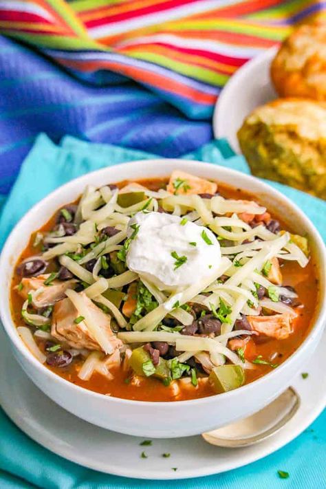 This quick and easy chicken and black bean soup has a great depth of flavor but is ready in about 15 minutes! It’s great for a cozy, healthy dinner that’ll warm you right up! #chicken #soup #blackbeans #easyrecipe Black Bean Soup Recipe, Food On The Table, Black Bean Soup, Family Food, Hearty Soups, Bean Soup, Poultry Recipes, Stew Recipes, Black Bean