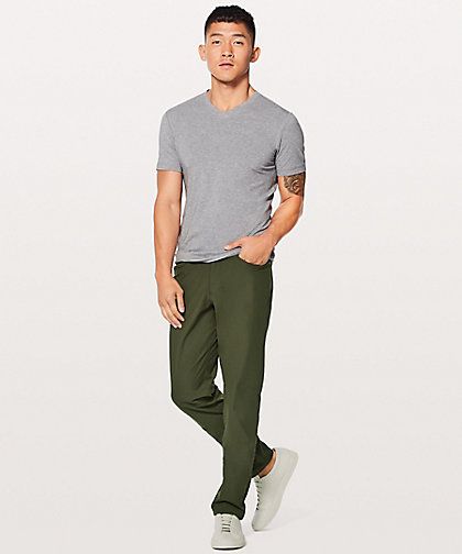 dark olive Mens Lululemon Outfit, Olive Pants Men, White Tshirt Outfit, Olive Chinos, Lululemon Outfit, Olive Pants, Formal Men Outfit, Lululemon Outfits, Smart Casual Men