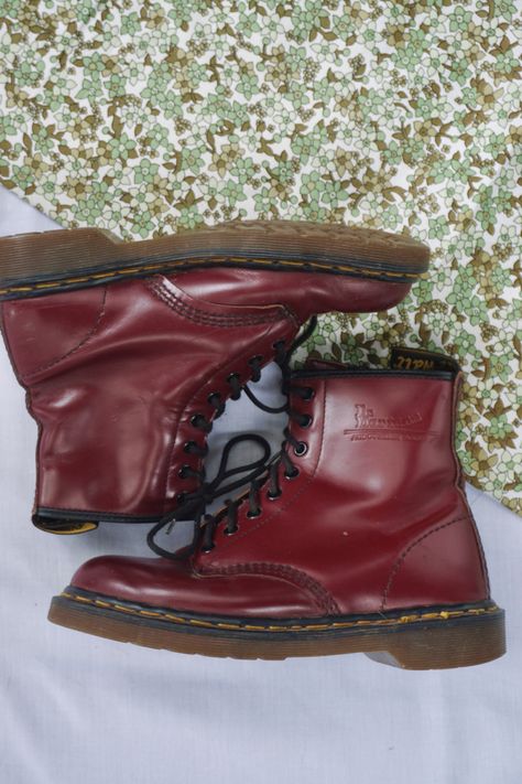 Cherry Red Doc Martens, Red Doc Martens, Cherry Vintage, Doc Marten Boot, Dr Martens Outfit, Doc Martin, Gorillaz Art, Warm Red, Red Boots