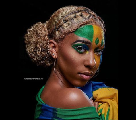 Flag Photoshoot, African Makeup, Caribbean Flags, Culture Photography, Caribbean Fashion, Carnival Makeup, Caribbean Culture, Flag Photo, Saint Vincent