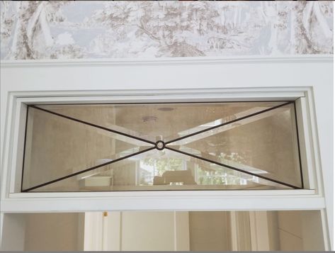 Create a timeless transom window by adding leaded and beveled glass insert.  #glassartdesign Window Above Door, Leaded Glass Door, Above Cabinets, Glass Art Design, Leaded Glass Windows, Glass Installation, Interior Windows, Transom Windows, Glass Bathroom