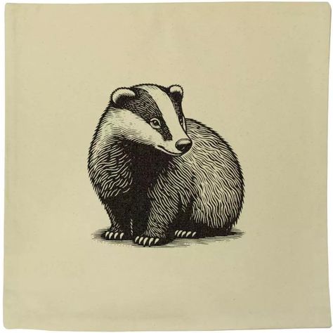 Badger Lino Print, Badger Linocut, Cute Badger Drawing, Badger Embroidery, Badger Drawing, Badger Tattoo, Badger Art, Badger Illustration, Classe Harry Potter